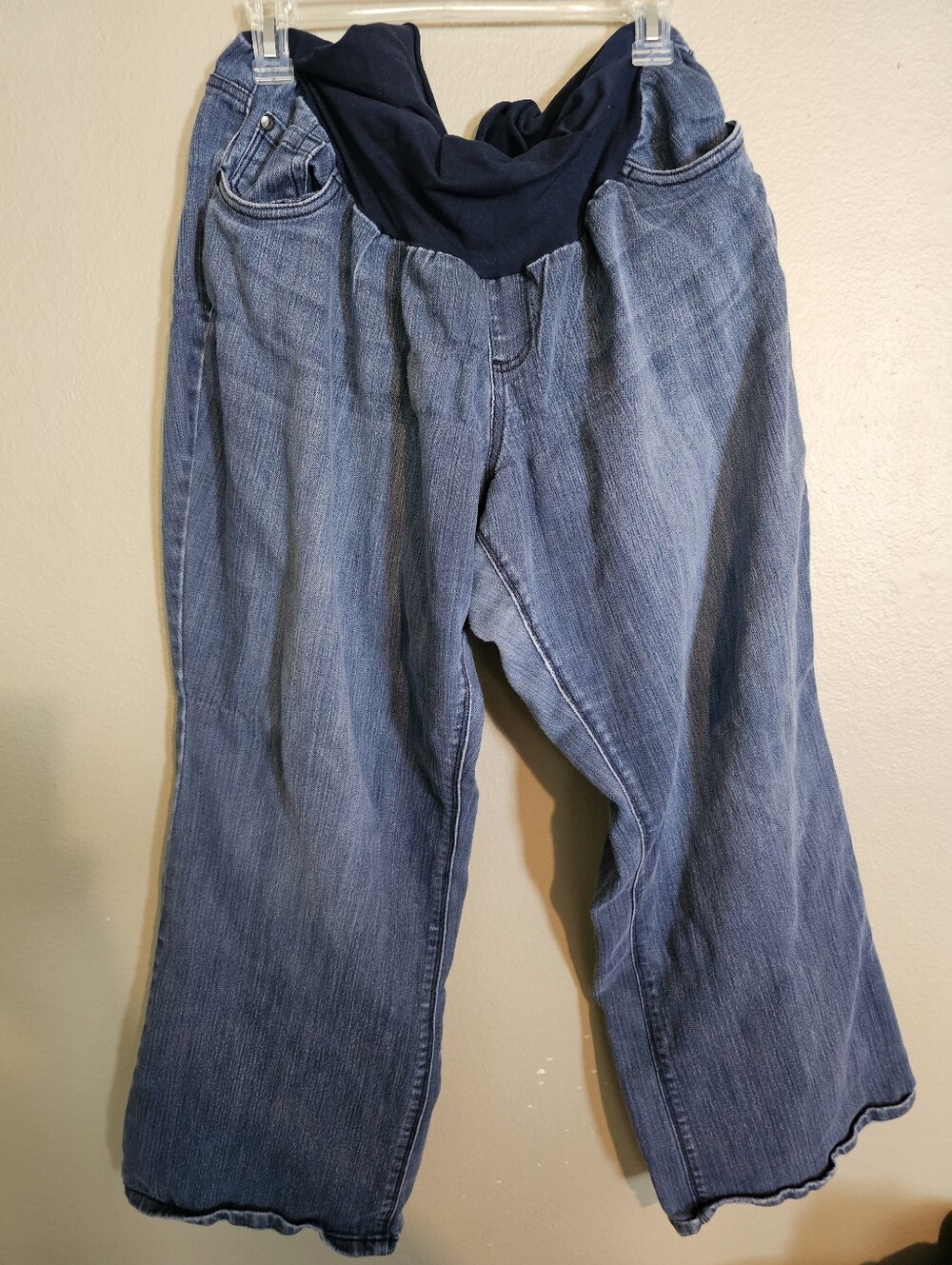 Maternity Wide-Leg Jeans with Stretch Panel - Blue Size 3x